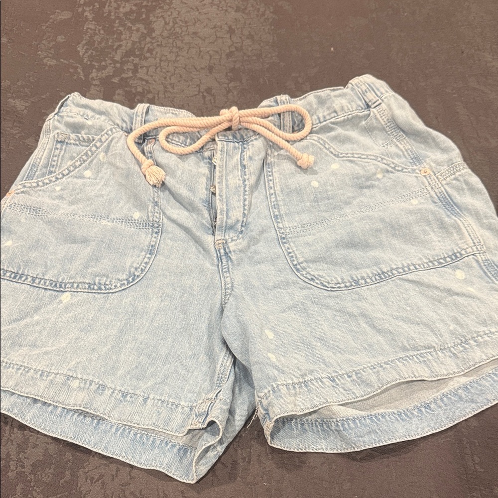 We The Free Light Blue Jean Shorts with Drawstring
